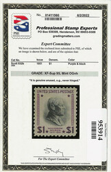 1951, Presidential Issue, $1 Wilson, watermarked USIR (Scott 832b), o ...
