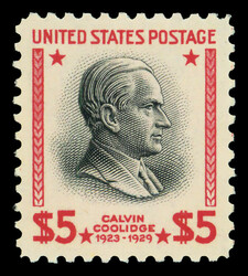 1938, Presidential Issue, $5 Coolidge (Scott 834), o.g., never hinged ...