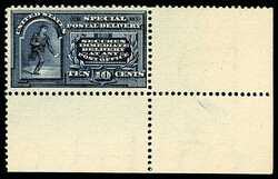 Special Delivery, 1895, 10¢ blue (Scott E5), bottom right corner ...