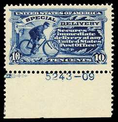 Special Delivery, 1902, 10¢ ultramarine, re-issue (Scott E6), with ...
