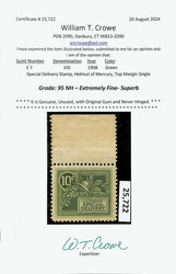 Special Delivery, 1908, 10¢ green (Scott E7), jewel-like hue, ...