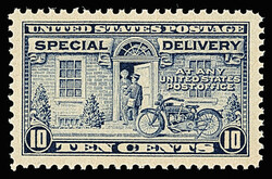 Special Delivery, 1922, 10¢ gray violet (Scott E12), even spacing ...