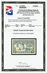 Special Delivery, 1922, 10¢ gray violet (Scott E12), even spacing ...