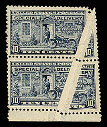 Special Delivery, 1922, 10¢ gray violet, major pre-printing fold ...