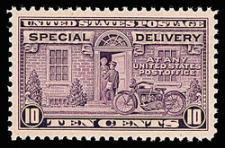 Special Delivery, 1927, 10¢ red lilac (Scott E15a), balanced spacing ...