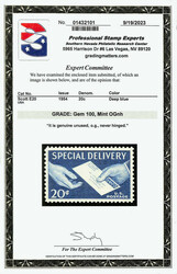 Special Delivery, 1954, 20¢ deep blue (Scott E20), bold centering ...