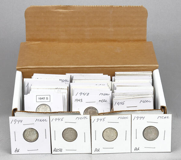 Mercury Dimes Collection, 1941-1945, face value of $6.80; an ...