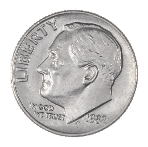 1982 No Mintmark 10C Mercury Dime ANACS MS63/65, old ANACS paper cert ...
