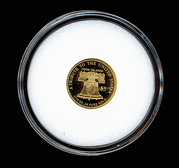 2015 $5 Statue Of Liberty Gold Coin 1/10 oz. Cook Islands, ...