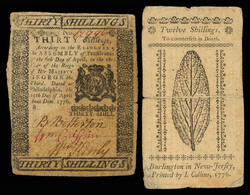 PA and NJ. Colinial Bankote Pair, Lot of 2 notes, Includes ...