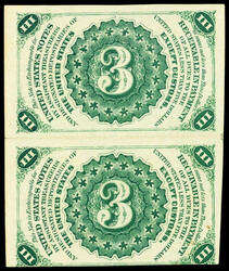 Fr. 1227 3¢ Third Issue Uncut Vertical Pair (Fr-1227), Rothert-44. ...