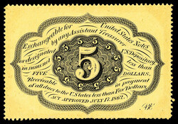 Fr. 1228 5 Cents First Issue, Perforated (Fr-1228), Rothert-1, ...