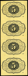 Fr. 1230 5 Cents First Issue Uncut Strip of 4 Notes (Fr-1230), ...