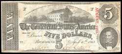 Group of (3) Confederate States Of America CSA Bank Notes, includes: ...