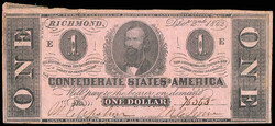 Group of (5) Confederate States Of America CSA Bank Notes, includes: ...
