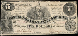 Group of (3) Confederate States Of America CSA Bank Notes. 1861, ...