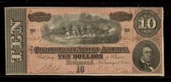 Group of (9) Fr. T-68 184 $10 Confederate States Of America CSA Bank ...