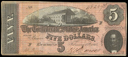 Group of (7) Fr. T-69 1864 $5 Confederate States Of America CSA Bank ...