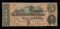 Group of (7) Fr. T-69 1864 $5 Confederate States Of America CSA Bank ...