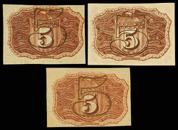Fr. 1232 5¢ Second Issue Fractional Trio (Fr-1232), Rothert-17. Lot ...