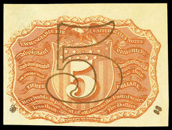 Fr. 1233 5¢ Second Issue (Fr-1233), Rothert-18. Small surcharge on ...