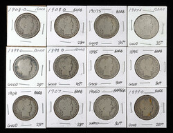 U.S. Collection of Barber Dimes, Quarters, & Half Dollars, 1892-1916, ...