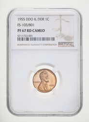 1955 1C Lincoln Cent DDO & DDR - FS-103/801 #23-001 NGC PF67 RD Cameo ...