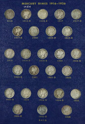 Collection Of 10C Mercury Dimes, 1916-1945, Whitman folder complete ...