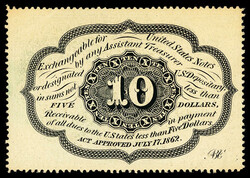 Fr. 1241 10¢ First Issue Perforated Edges (Fr-1241), Rothert-5, ...