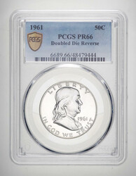 1961 Franklin Half Dollar, Doubled Die Reverse, FS-801, PCGS PR66, ...