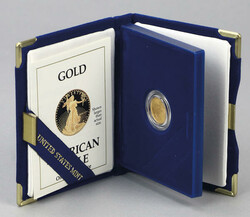 1989-P $5 American Gold Eagle Proof. 9167 fine; 1/10 oz; ...