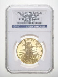 2011-W $50 American Gold Eagle 25th Anniversary NGC PF70 Ultra Cameo ...