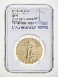 2016 $50 American Gold Eagle Early Releases PCGS MS70 First Strike, ...