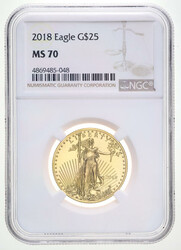 2018 $25 American Gold Eagle NGC MS70, NGC graded Mint State ...
