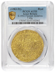 (1583-91) Great Britain Gold Rose Noble Ryal S-1952 Flemish Imitation ...