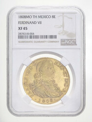 1808-Mo Thaler Mexico City Mint 8 Escudos Ferndinand VII NGC XF45, ...