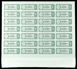 American Banknote Company, NY,10 Units, Uncut Sheet of 28 Test Notes, ...
