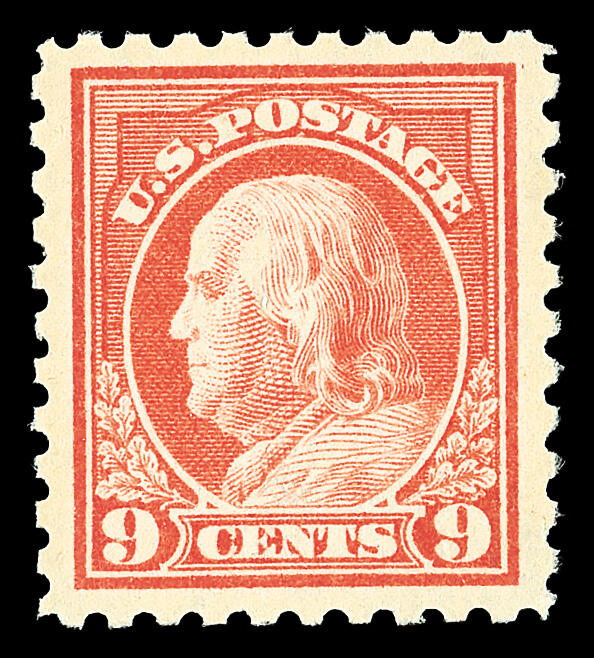 1914, 9¢ salmon red, S.L. watermark, perf. 10 (Scott 432), clear, ...