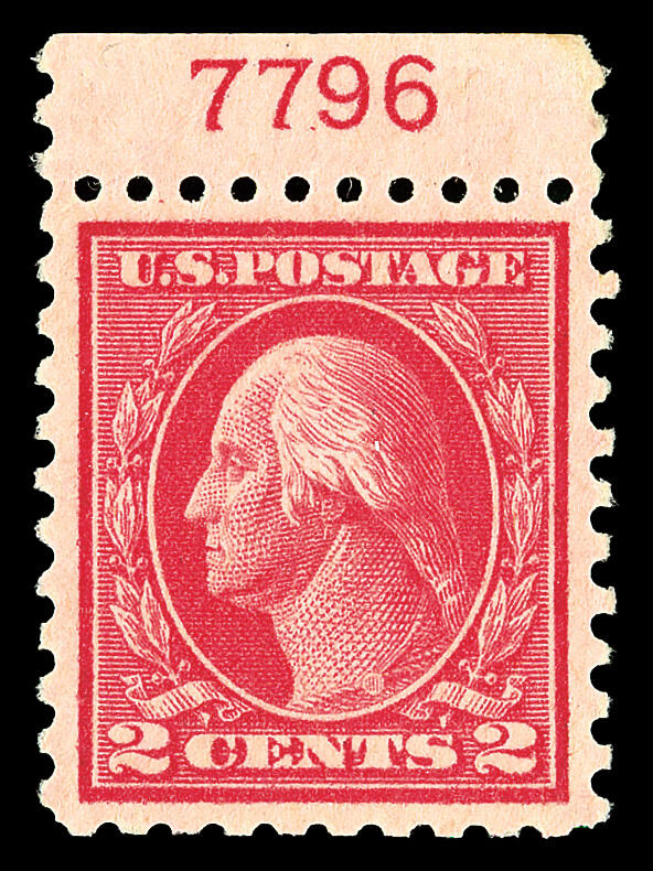 1916, 2¢ carmine, type I, unwatermarked, perf. 10 (Scott 463), ...
