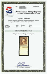 1911, 4¢ brown, S.L. watermark (Scott 377), single with part imprint ...