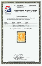 1911, 10¢ yellow, S.L. watermark (Scott 381), luminous shade ...