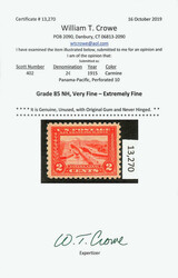 1915, 2¢ Panama-Pacific, perf. 10 (Scott 402), vibrant, glowing ...
