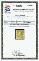 1914, 8¢ pale olive green, S.L. watermark, perf. 10 (Scott 431), ...