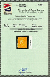 1914, 10¢ orange yellow, S.L. watermark, perf. 10 (Scott 433), ...