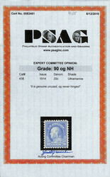 1914, 20¢ ultramarine, S.L. watermark, perf. 10 (Scott 438), ...