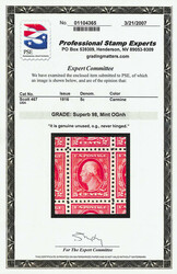 1916, 5¢ carmine color error, unwatermarked, perf. 10 (Scott 467), ...