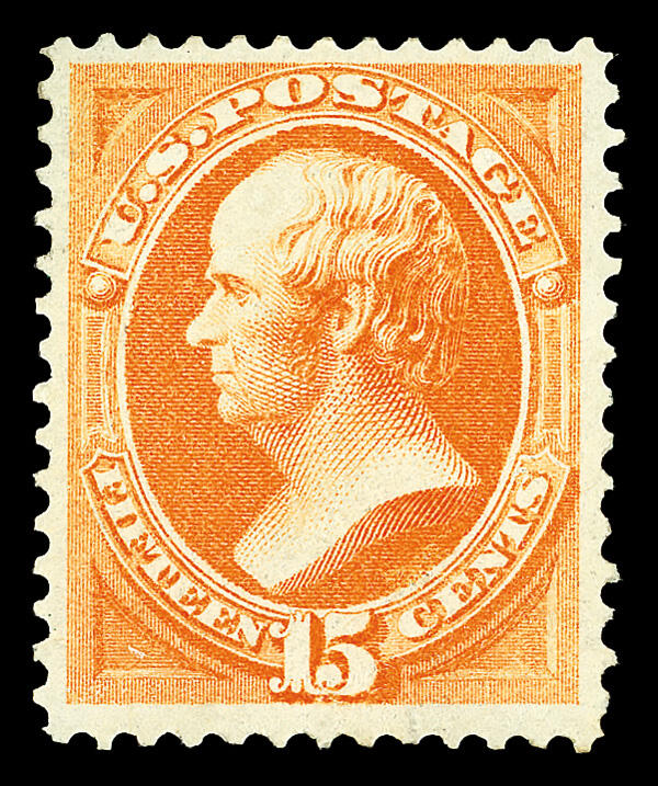 1870, 15¢ bright orange, without grill, N.B.N.C. printing (Scott ...