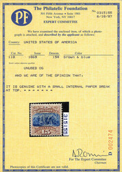 1869, 15¢ brown & blue, type I (Scott 118), o.g., lightly hinged, ...