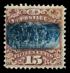 1869, 15¢ brown & blue, type II, center inverted (Scott 119b), light ...