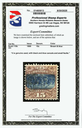 1869, 15¢ brown & blue, type II, center inverted (Scott 119b), light ...